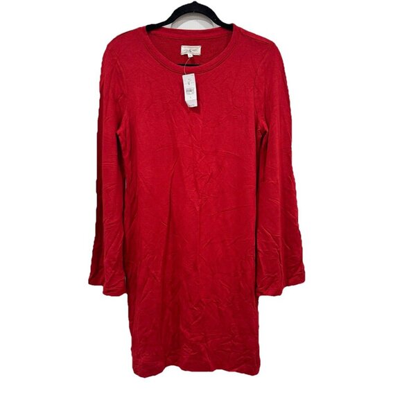 Lou & Grey Womens Size Small Brick Red Long Bell Sleeved Knee Length Dress NWT - Picture 2 of 11